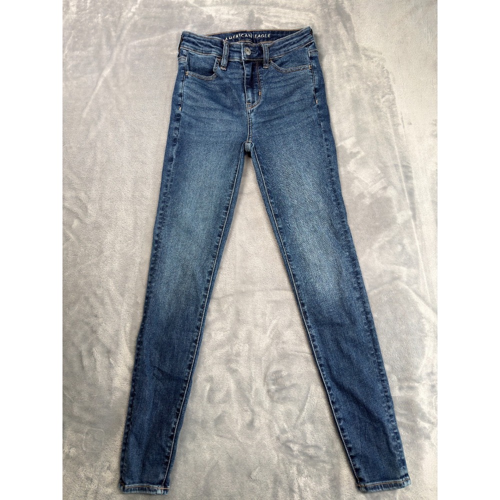 American Eagle Jegging Jeans Women's 0 Blue Denim Next Level Stretch Skinny Leg